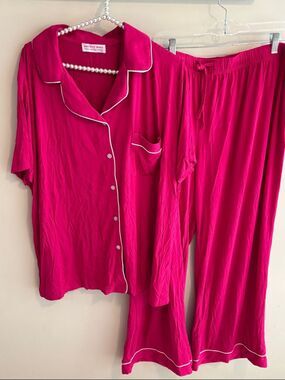 Discount Divas Pajama Set 3XL Womens Hot Pink Short Sleeve Matching PJs Lounge
